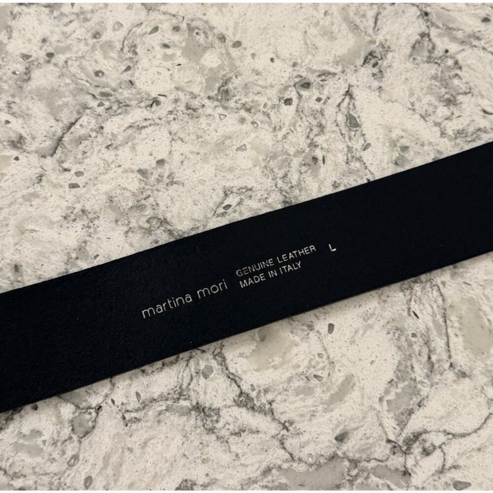 Martina Mori Anthropologie Leather Belt Womens L Black Italy Brass Buckle Wrap - Picture 9 of 11